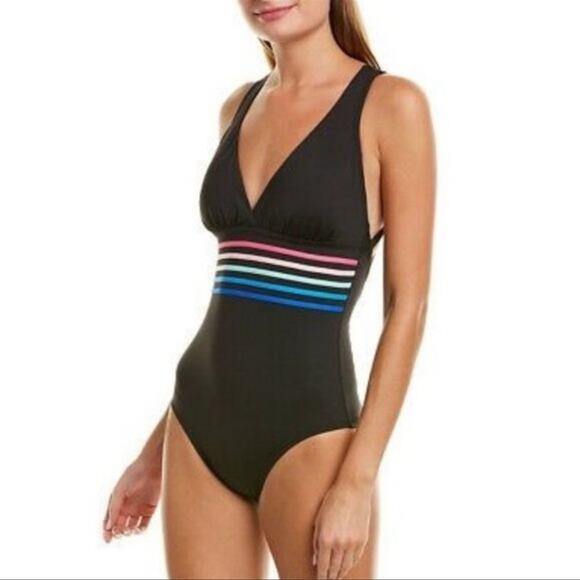 La Blanca Other - La Blanca One-Piece Spectrum Crossback Swimwear Black Size 8